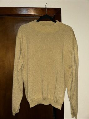 Christopher & Banks Shimmery Gold Crewneck Sweater